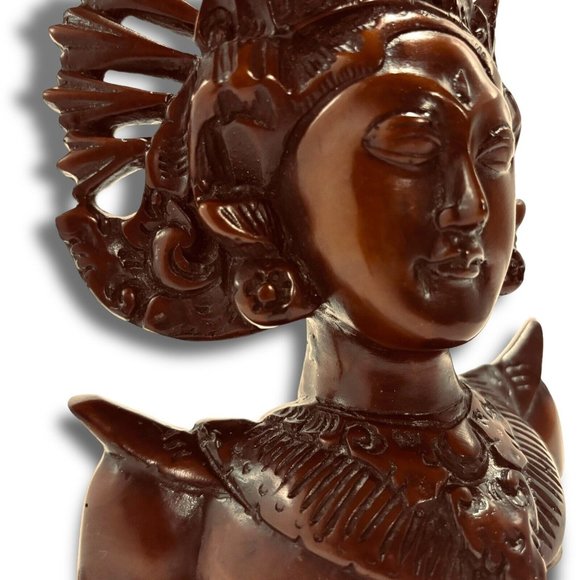 Vintage Wood Handmade Buddha Guan Yin Engraved Statue. RARE! - Picture 3 of 8